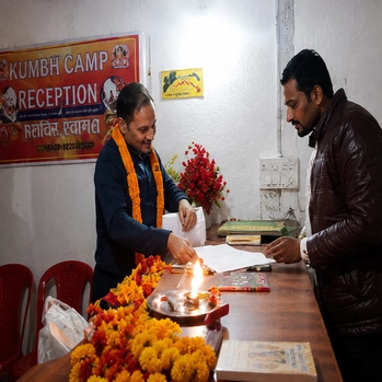 Service desk at the best accommodation in Nashik - Kumbh Yatra Camp