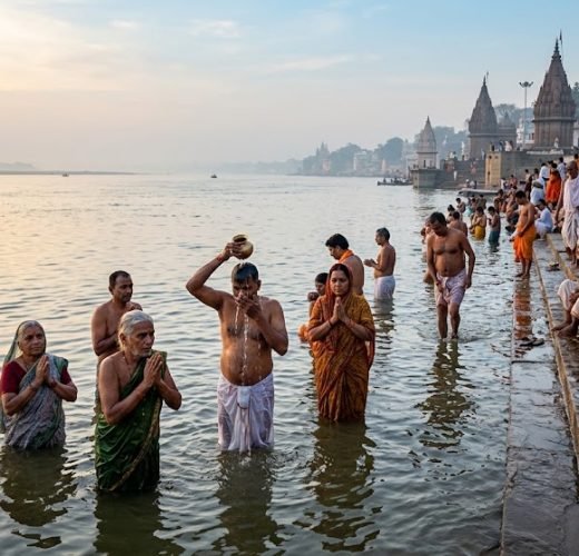 Godavari Ghat - Devotees taking a holy dip in Nashik